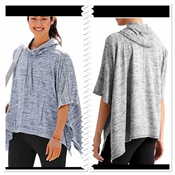 Athleta Tops - Athleta Blissful Hooded Poncho Sweatshirt Grey Heathered